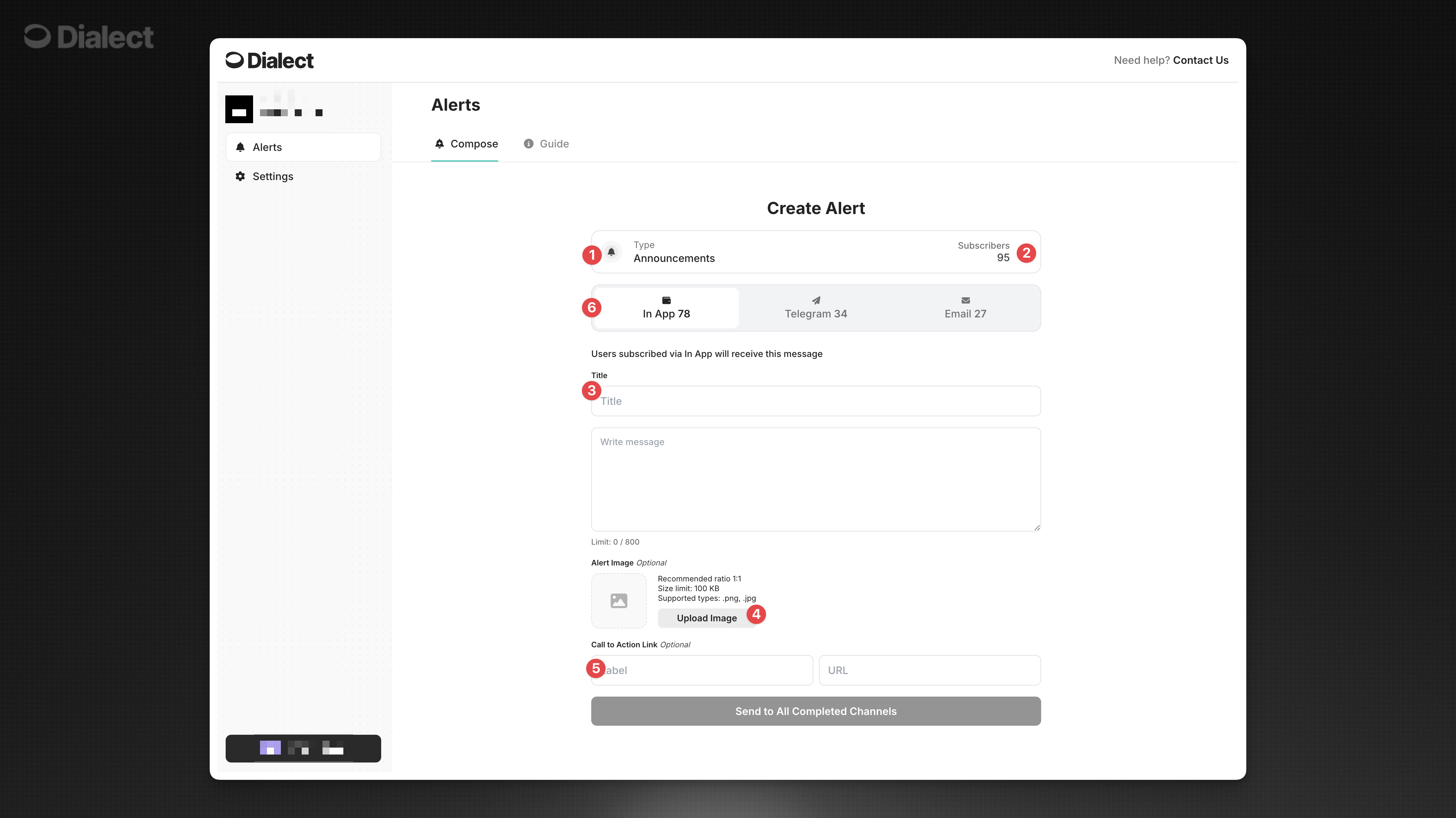 Screenshot from Dialect Dashboard